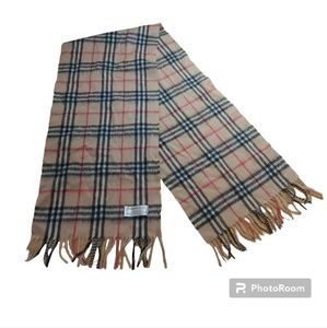Cashmere Co Neck Scarf Cashmere Lambswool Fall Camel Plaid Fringed Knit Oblong